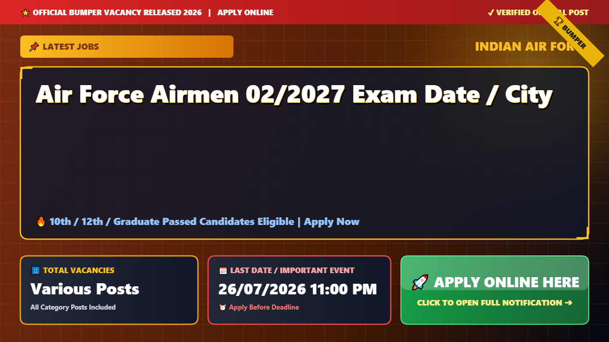 Air Force Airmen 02/2027 Exam Date / City