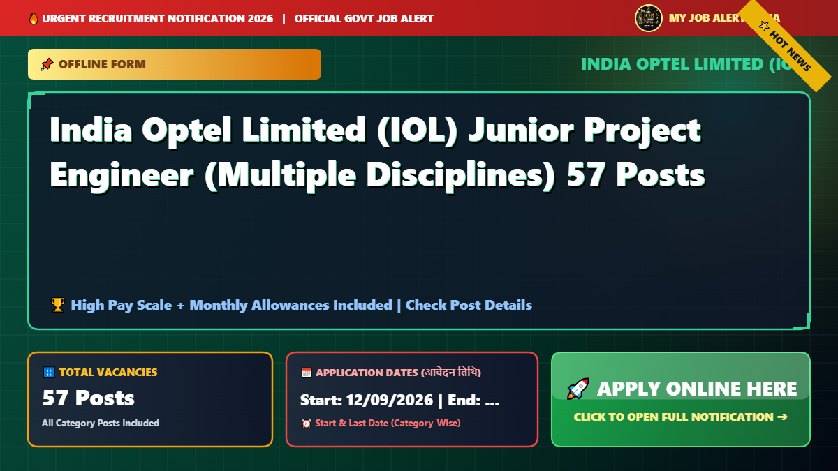India Optel Limited (IOL) Junior Project Engineer (Multiple Disciplines) 57 Posts