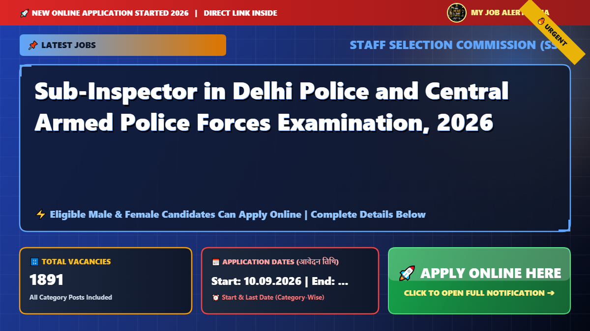 Sub-Inspector in Delhi Police and Central Armed Police Forces Examination, 2026
