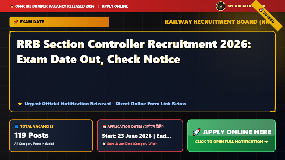 RRB Section Controller Recruitment 2026: Exam Date Out, Check Notice