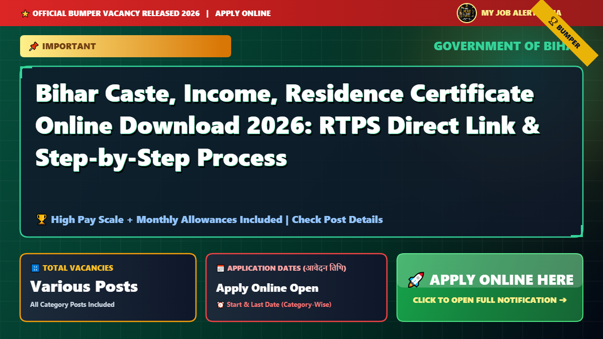 Bihar Caste, Income, Residence Certificate Online Download 2026: RTPS Direct Link & Step-by-Step Process