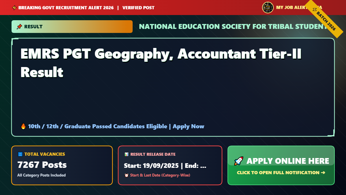 EMRS PGT Geography, Accountant Tier-II Result