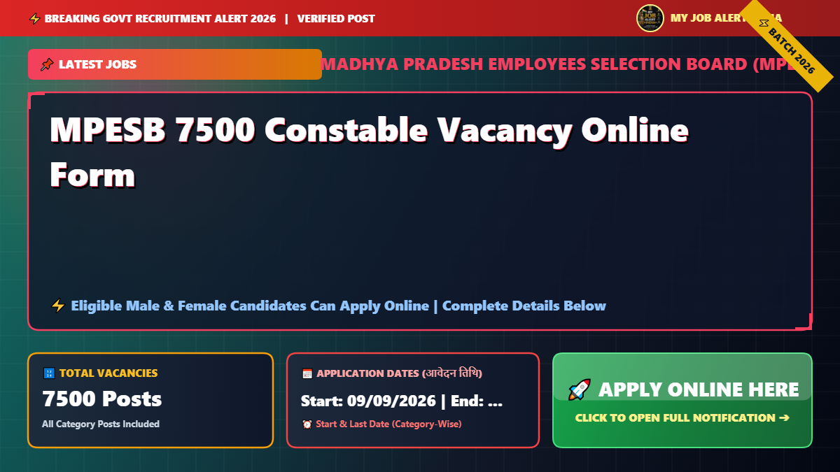 MPESB 7500 Constable Vacancy Online Form