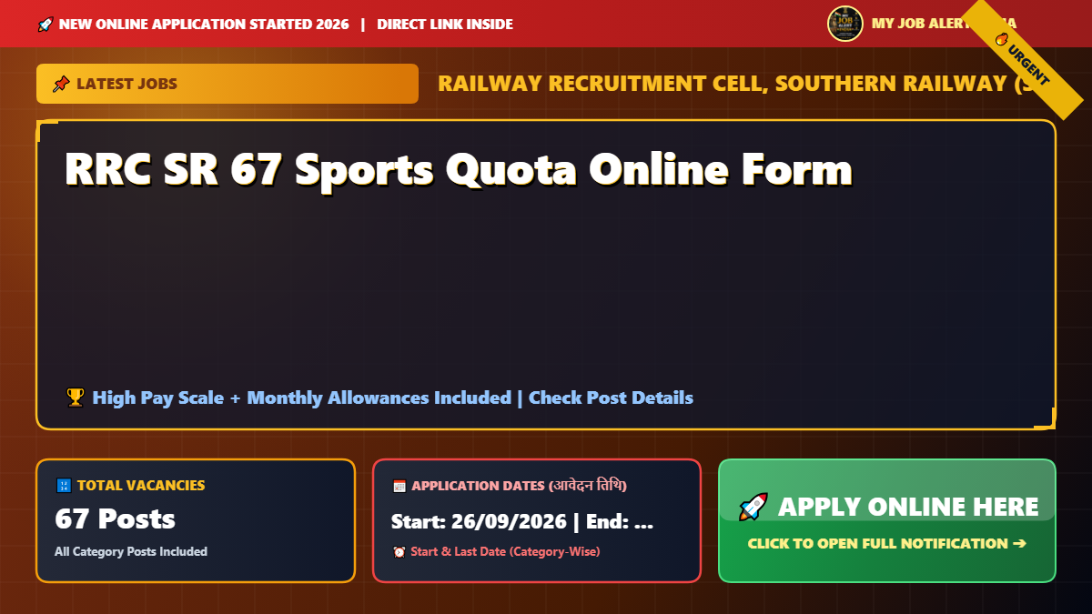 RRC SR 67 Sports Quota Online Form