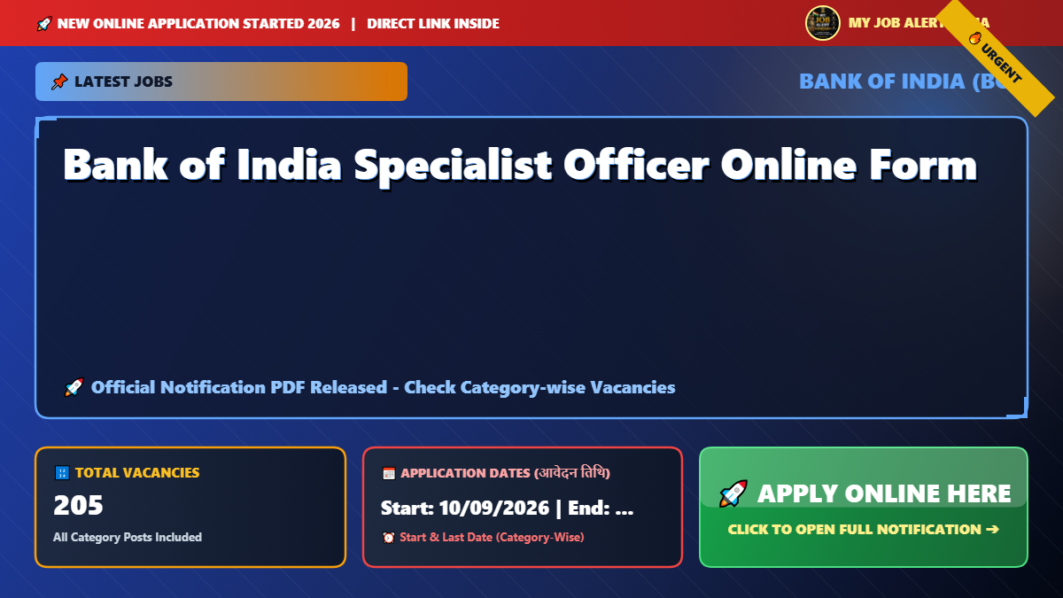 Bank of India Specialist Officer Online Form