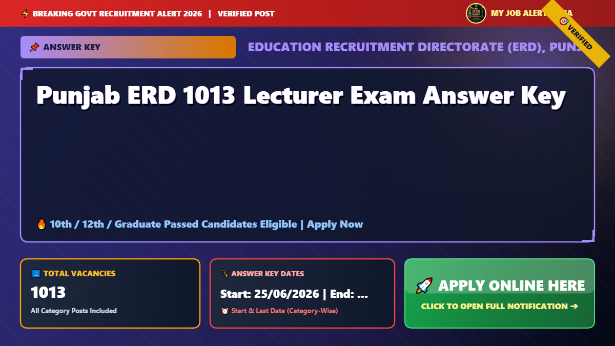 Punjab ERD 1013 Lecturer Exam Answer Key