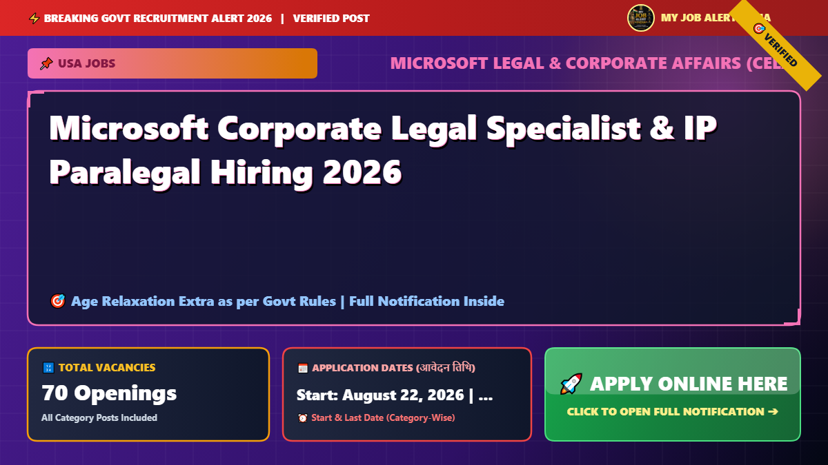 Microsoft Corporate Legal Specialist & IP Paralegal Hiring 2026