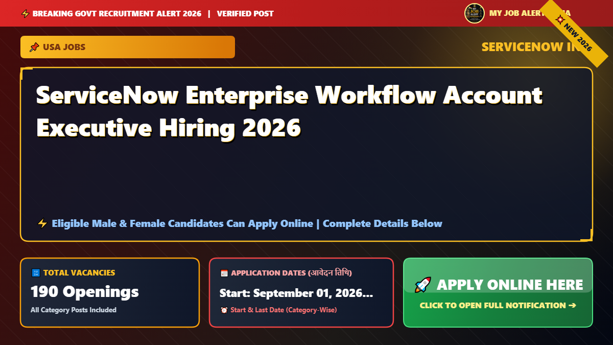 ServiceNow Enterprise Workflow Account Executive Hiring 2026