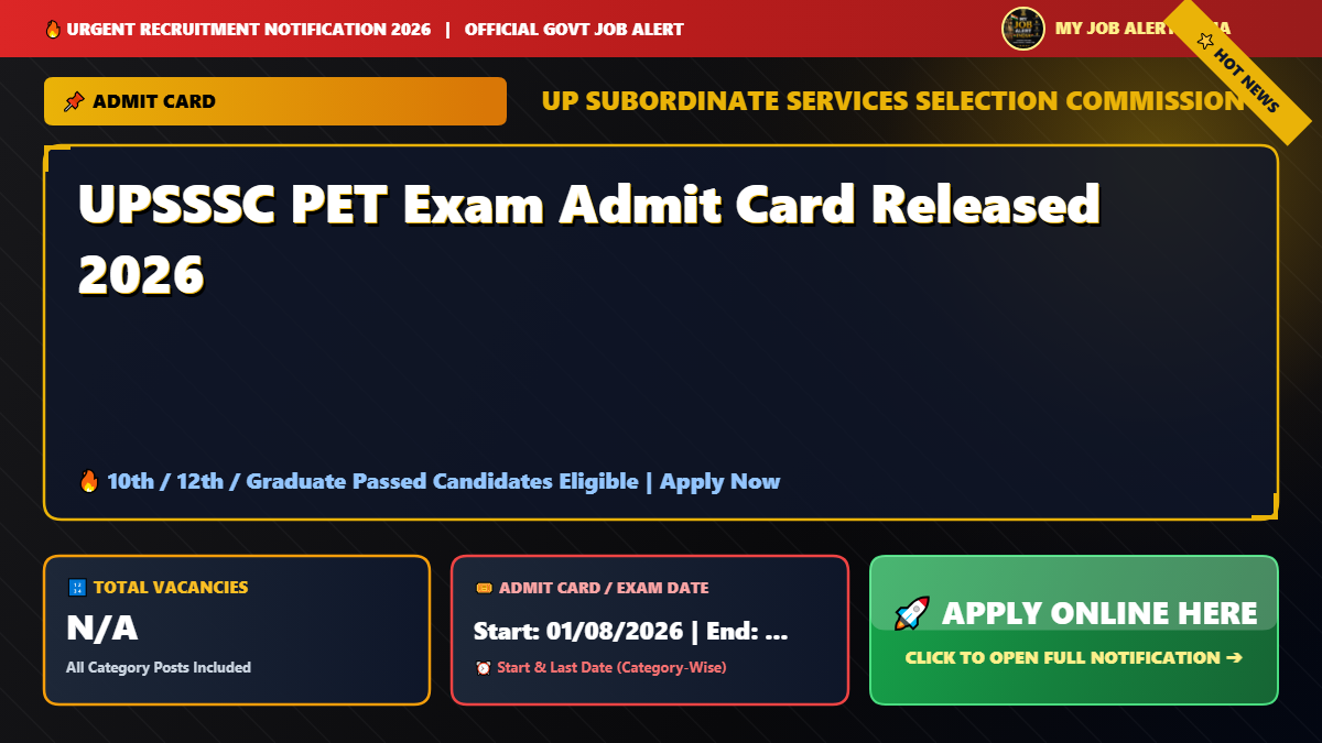 UPSSSC PET Exam Admit Card Released 2026