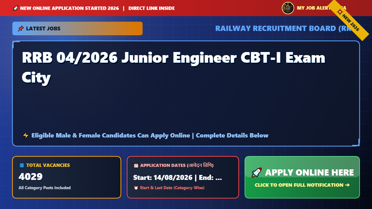 RRB 04/2026 Junior Engineer CBT-I Exam City