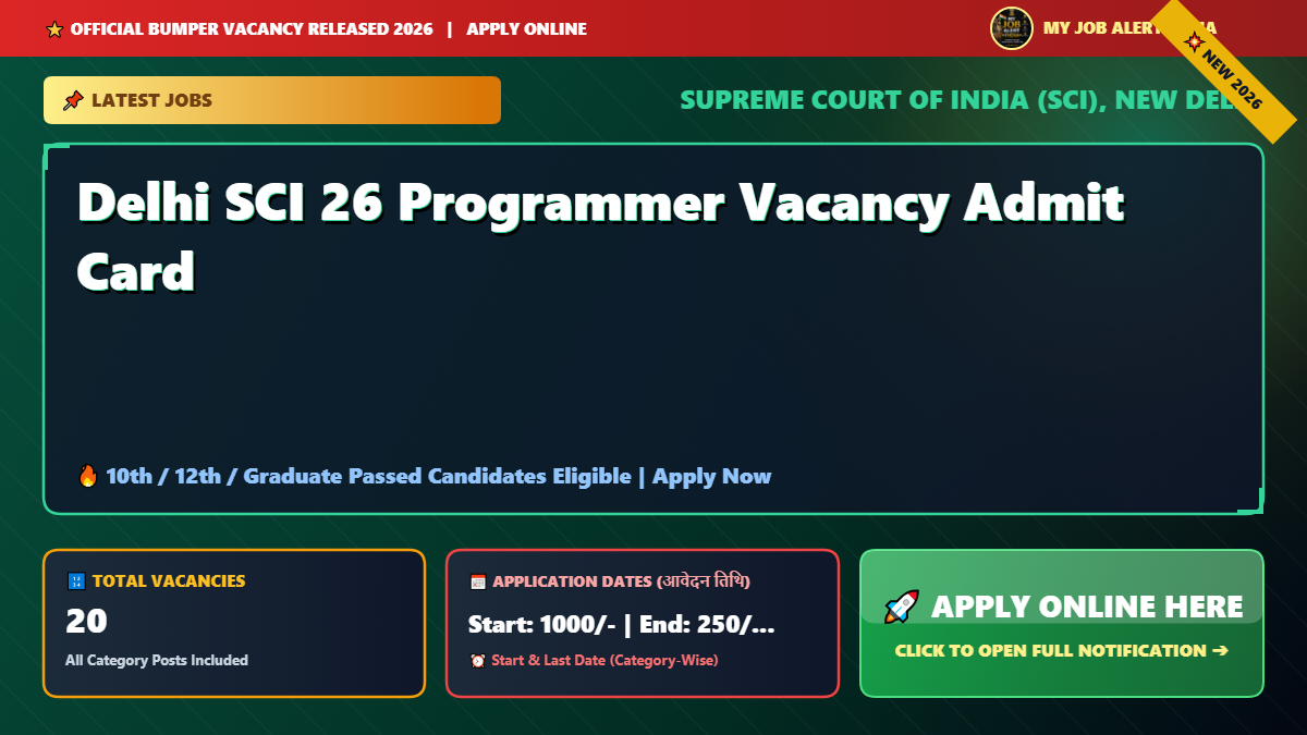 Delhi SCI 26 Programmer Vacancy Admit Card
