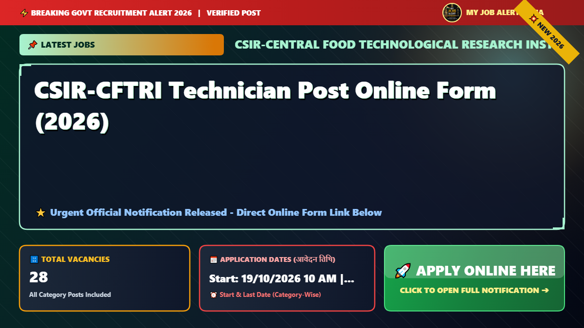 CSIR-CFTRI Technician Post Online Form (2026)
