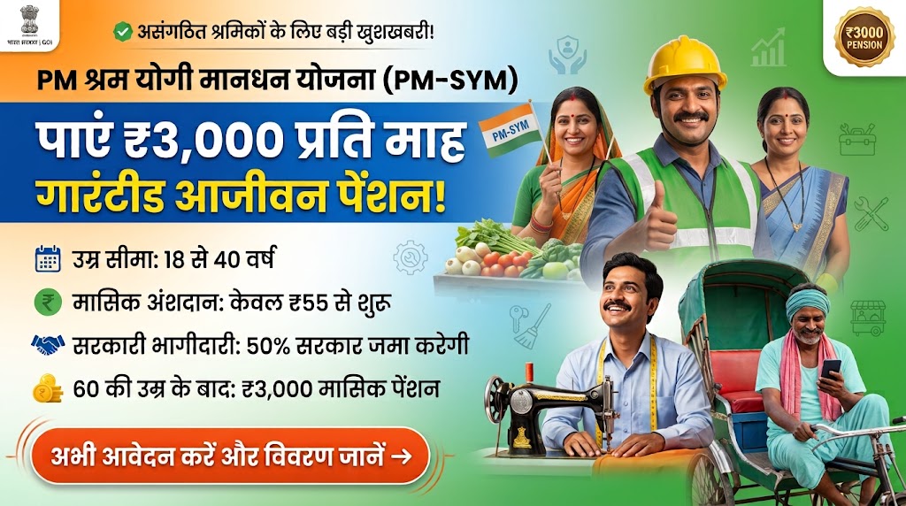 PM Shram Yogi Maandhan Yojana (PM-SYM): Get ₹3,000 Monthly Pension for Unorganized Workers