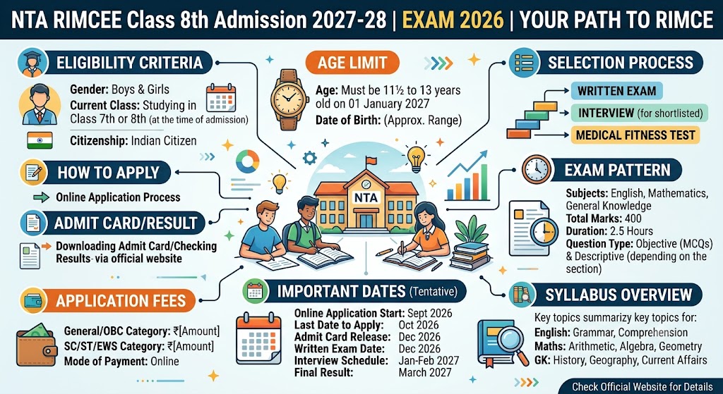 NTA RIMCEE Class 8th Admission Online Form